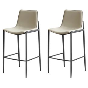 9 Kit 2 Banquetas Altas Eulalia Rivatti 103 cm -Altura- em PU Fendi com Base em Aco Grafite